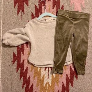 Joyfolie 2T toddler cream sweater and olive leggings set
